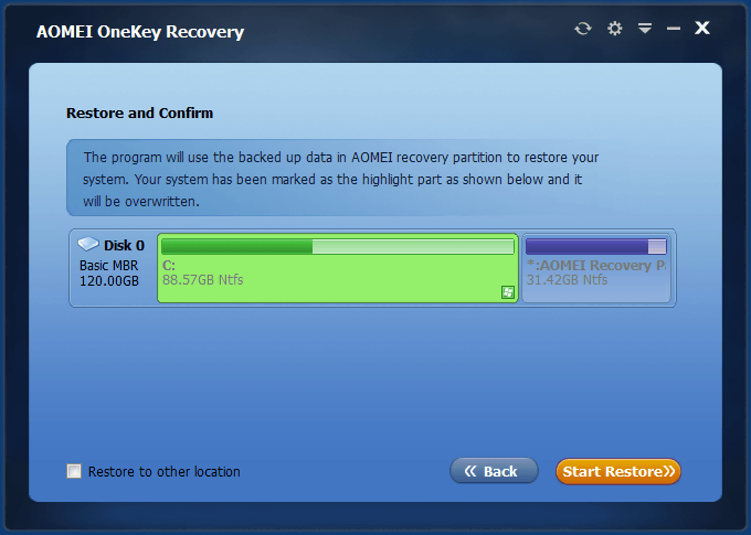 AOMEI OneKey Recovery